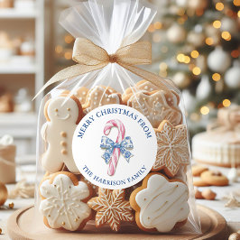 Blue Pink Chinoiserie Toile Candy Cane Weihnachten Runder Aufkleber