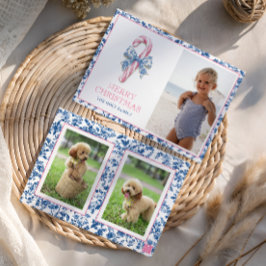 Blue & Pink Chinoiserie Toile Weihnachts Candy Can Feiertagskarte