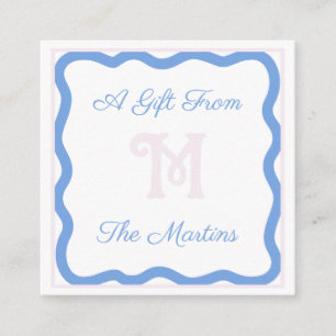 Blue/Pink Dainty Bow 2.5" x 2.5" Enclosure Card Begleitkarte