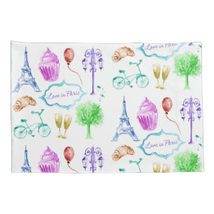 Blue Pink Eiffel Tower Paris Kissenbezug