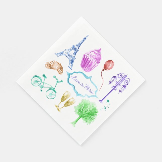 Blue Pink Eiffel Tower Paris Serviette (Ecke)