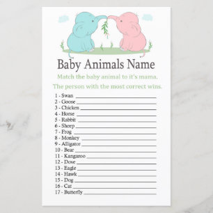 Blue Pink Elephant Baby Animes Name Game