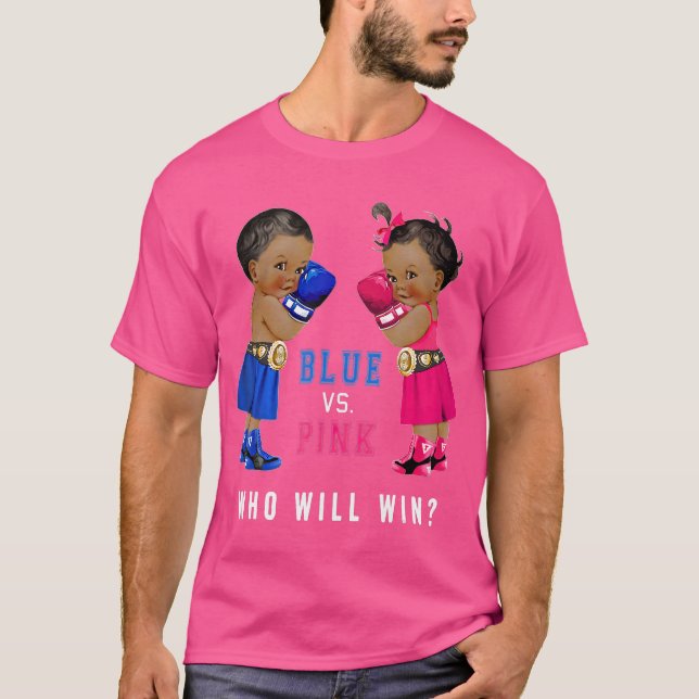Blue / Pink Ethnic Boxing Babie Gender Reveal T-Shirt (Vorderseite)