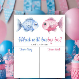 Blue & Pink Fish Gender reveal Boy or Girl chart Poster