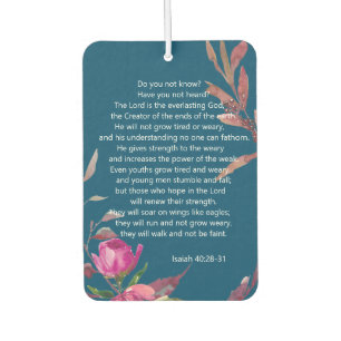 Blue Pink Floral Christlich Bibel Verse Postkarte Autolufterfrischer