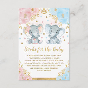 Blue Pink Floral Elephant Twins Bücher für Baby Begleitkarte