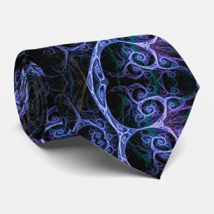 Blue & Pink Floral Fractal Pattern Tie Krawatte