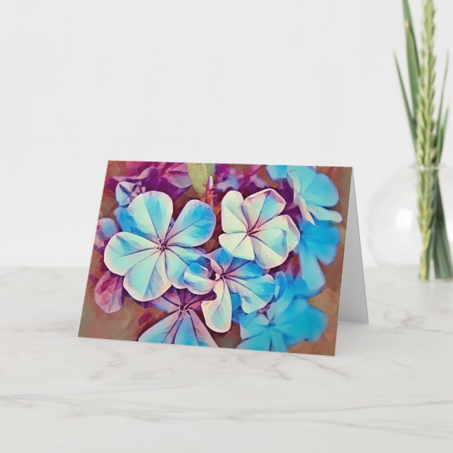 Blue Pink Flower Garden Art Card Karte (Vorderseite)
