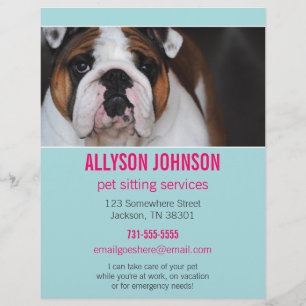 Blue & Pink Foto Pet Sitting Services Flyer 1