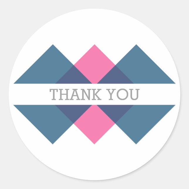 Blue Pink Geometric Triad Danke Stickers (Vorderseite)