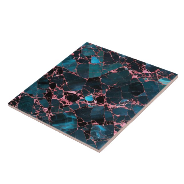 Blue Pink Gold Marble Trendy Collection Fliese (Seite)