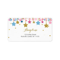 Blue Pink Gold Tinkle Tinkle Address Label