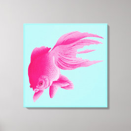 Blue Pink Goldfish Large Modern Pop Leinwanddruck