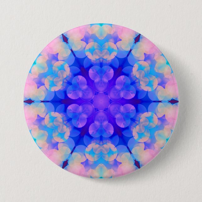 Blue & Pink Gradient Pastell Bubble Art Button (Vorderseite)