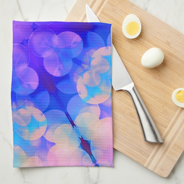 Blue & Pink Gradient Pastell Bubble Art Geschirrtuch (Viertel Falte)