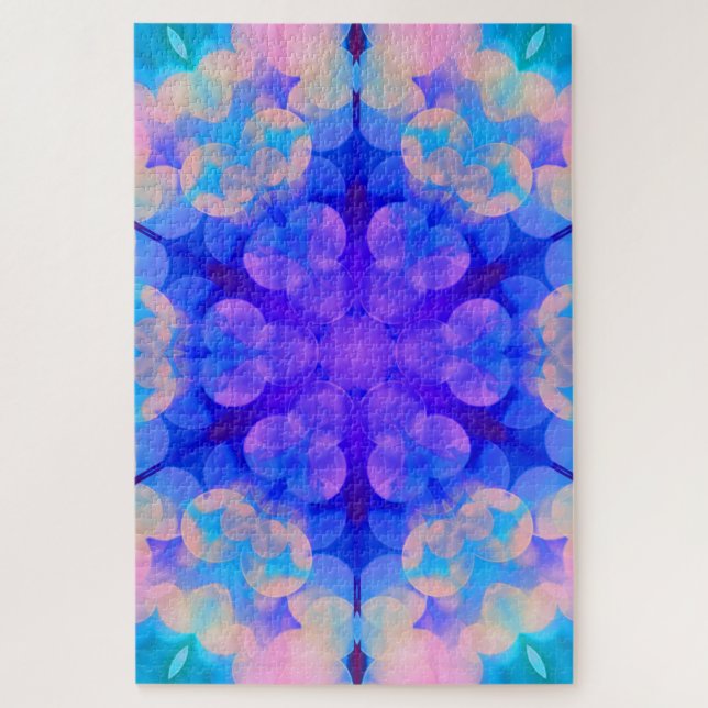 Blue & Pink Gradient Pastell Bubble Art Puzzle (Vertikal)