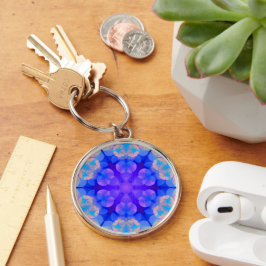 Blue & Pink Gradient Pastell Bubble Art Schlüsselanhänger