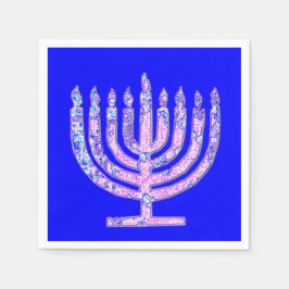 Blue Pink Hanukkah Menorah 4Hannah Serviette