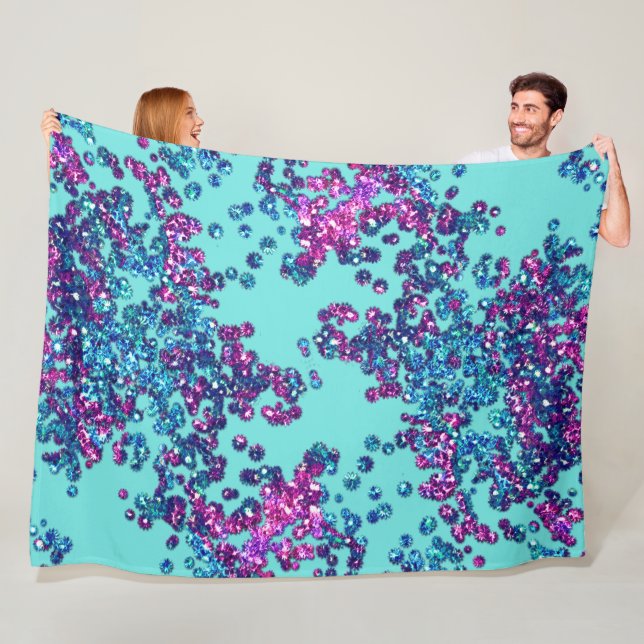 Blue Pink Lila Glittery Confetti Fleecedecke (Beispiel)