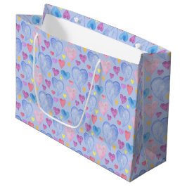 BLUE PINK LILA WATERCOLOR HERZEN GROßE GESCHENKTÜTE