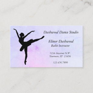 Blue Pink Marble Ballet Dance Studio Instructor Visitenkarte