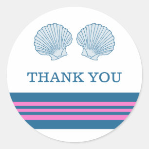 Blue Pink Nautical Seashells Danke Stickers