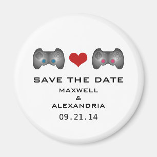 Blue Pink Niedlich Gamer Save the Date Magnet