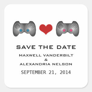Blue Pink Niedlich Gamer Save the Date Stickers