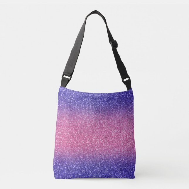 Blue-Pink Ombre Glitzer Ganzkörpertasche Tragetaschen Mit Langen Trägern (Vorderseite)