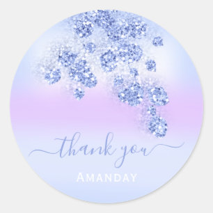 Blue Pink Ombré Pastel Glitzer Bridal BIRTHDAY Runder Aufkleber