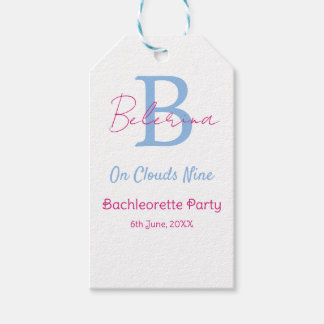 blue pink on clouds nine monogram bachelorette par geschenkanhänger