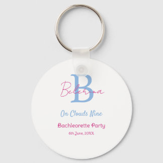 blue pink on clouds nine monogram bachelorette par schlüsselanhänger