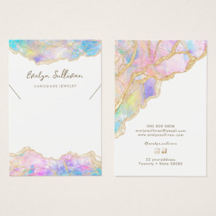 Blue Pink Opal Halskette Display Karte
