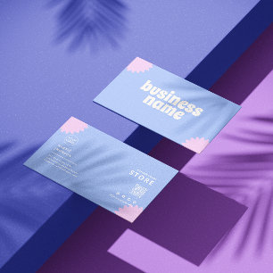 Blue Pink Pastel Florist Scannable Qrcode Visitenkarte