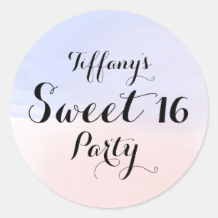 Blue Pink Pastel Ombre Sweet 16 Aufkleber