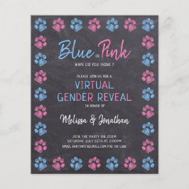 Blue Pink Paw Prints Virtual Gender Reveve