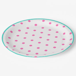 Blue Pink Polka Dots Pappteller