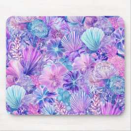 BLUE PINK PURPLE UNDERSEA PLANTS & SEASHELLS MOUSEPAD