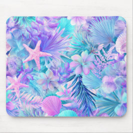 BLUE PINK PURPLE UNDERSEA PLANTS & SEASHELLS MOUSEPAD