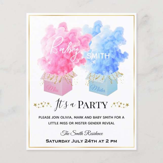 Blue Pink Rauch Überraschungsbox Gold Gender offen (Vorderseite)