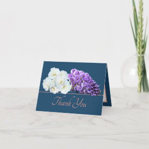 Blue Pink Rose Wisteria Blume Bouquet Vielen Dank Karte