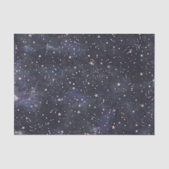 Blue & Pink Starry Night Sky Celestial Baby Dusche Seidenpapier (Vorderseite)