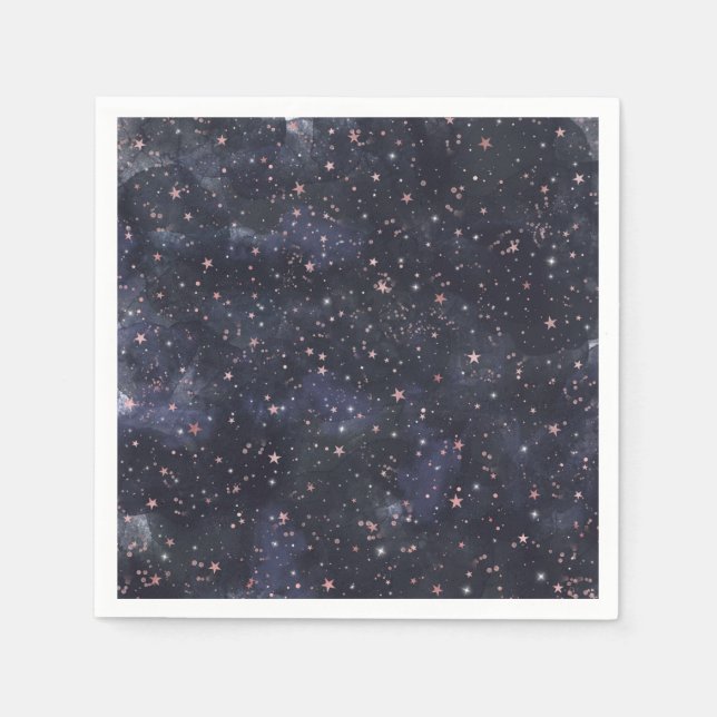 Blue & Pink Starry Night Sky Celestial Baby Dusche Serviette (Vorderseite)