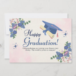 Blue Pink Sweet Blume Happy Abschluss Ankündigung