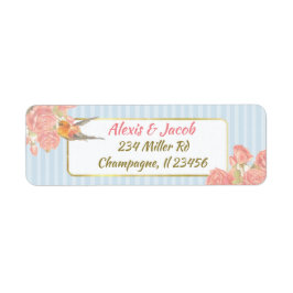 Blue Pink und White Vintag Bird Return Labels