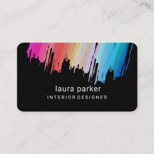 Blue Pink Watercolor Spritzer Abstrakt Moderne Visitenkarte