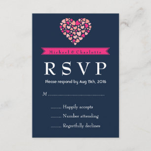 Blue Pink Wedding RSVP Card mit Liebe Karte