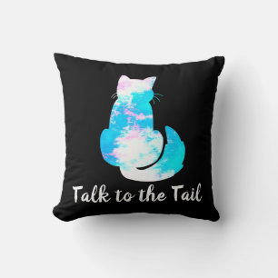 Blue Pink White Cat Abstrakt Gespräch mit dem Schw Kissen
