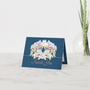 Blue Pink White Orchids Chic Bouquet Vielen Dank Karte
