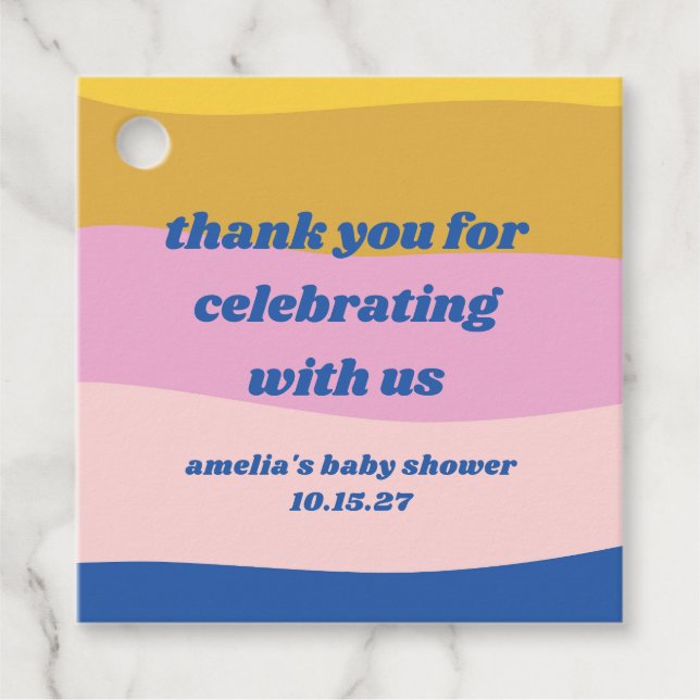 Blue Pink Yellow Custom Niedlich Baby Dusche Viele Geschenkanhänger (Vorderseite)